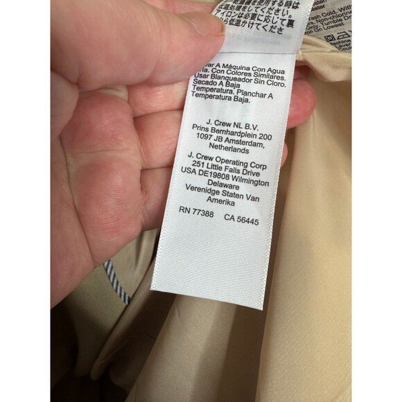 J.Crew 00 Double Breasted Rylee Trench Coat Tan Khaki Belted Cotton NWT - Picture 12 of 16